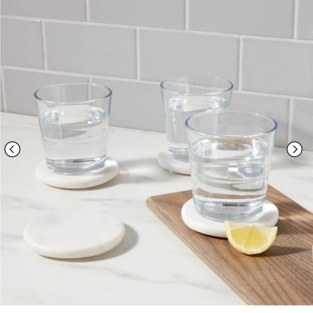 White marble drink coasters set of 4